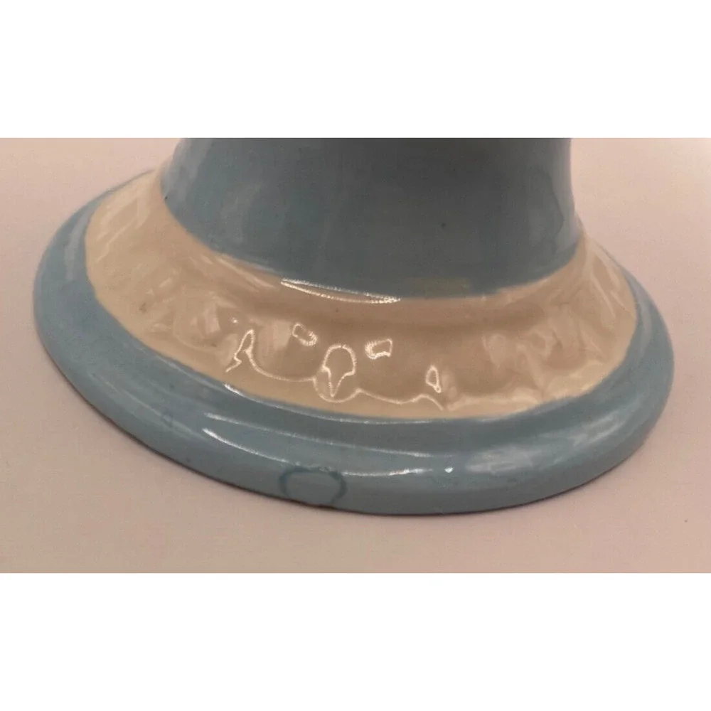 Vintage Light Blue Ceramic Greek Mythology Mini Ewer Vase